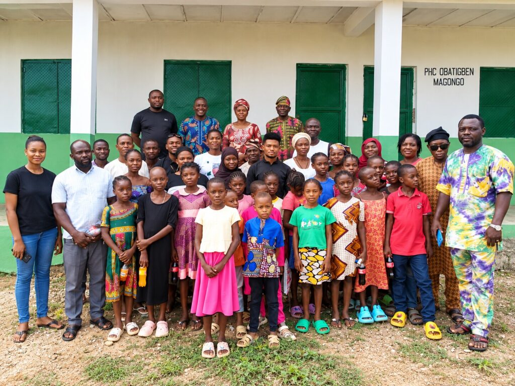 Community members and pupils gathered in Magongo