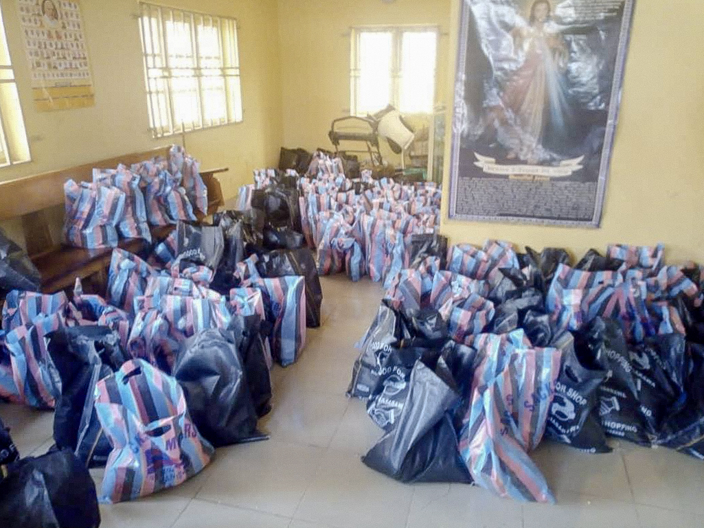 Donation packages ready for distribution